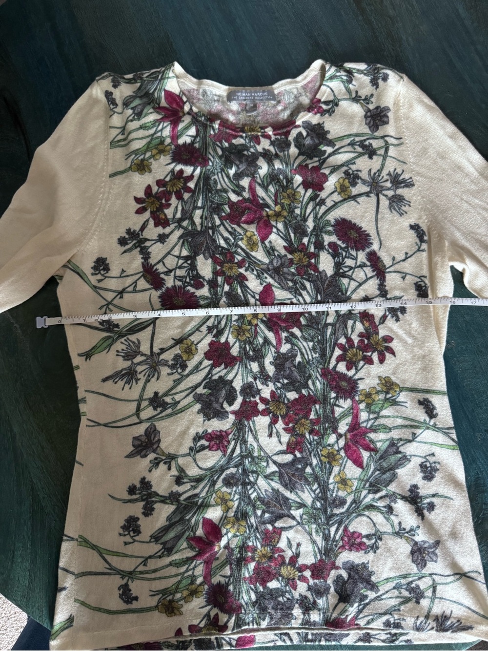 Neiman Marcus Floral Cashmere, Silk, and Wool blend Sweater - Picture 7 of 7